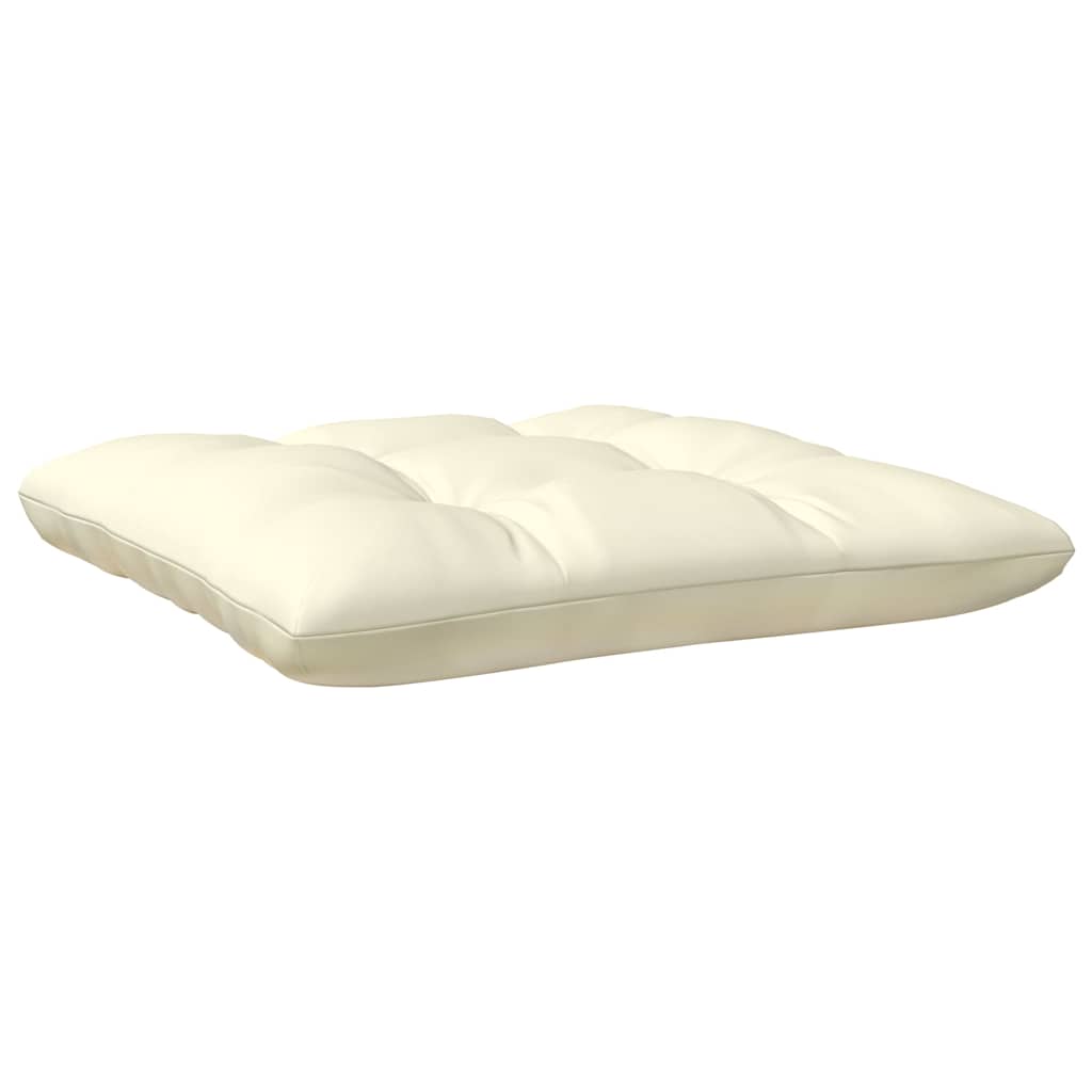 Gartenhocker mit Creme Kissen Honigbraun Massivholz Kiefer