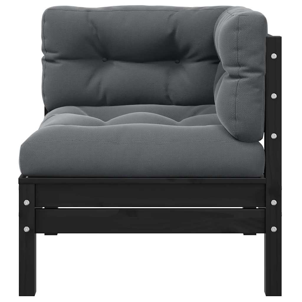 2-Sitzer-Gartensofa mit Kissen Grau Massivholz Kiefer