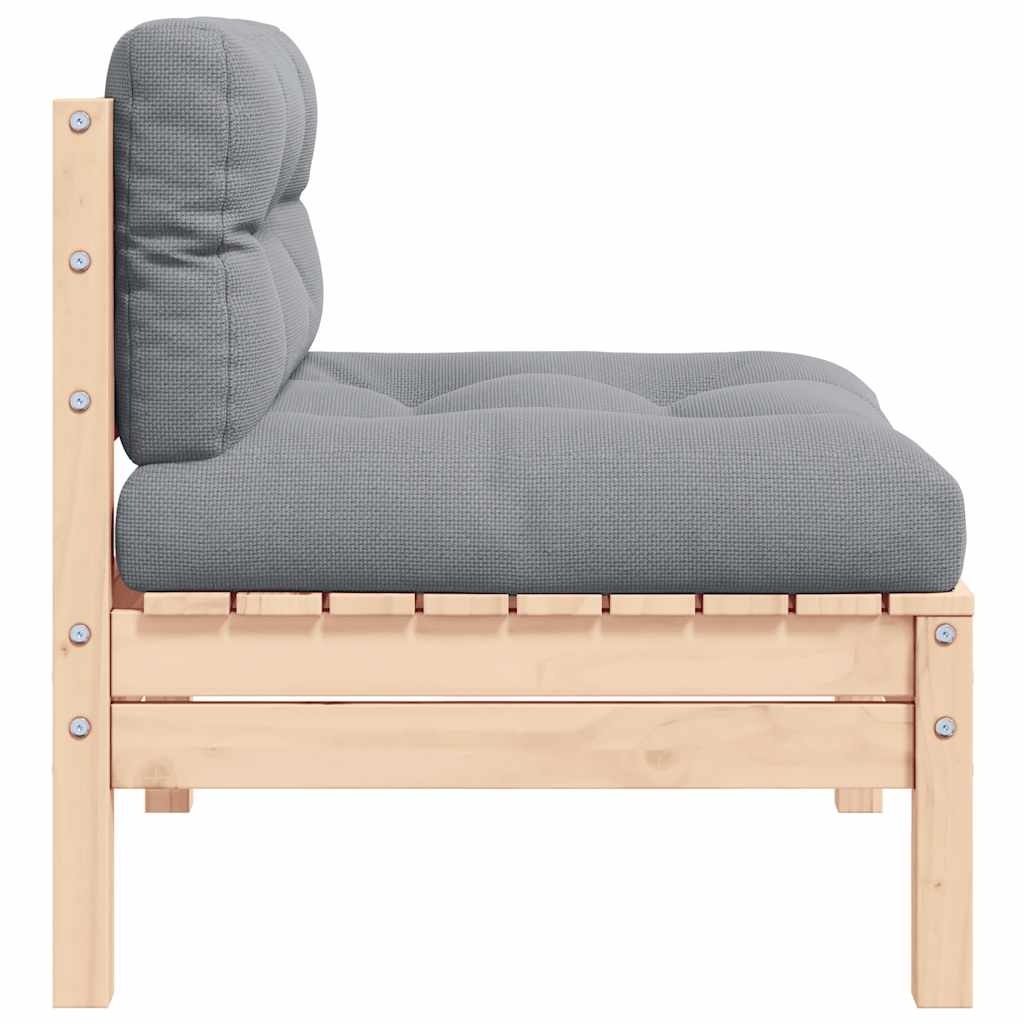 Gartensofa 2-Sitzer mit Kissen in Creme Massivholz Kiefer