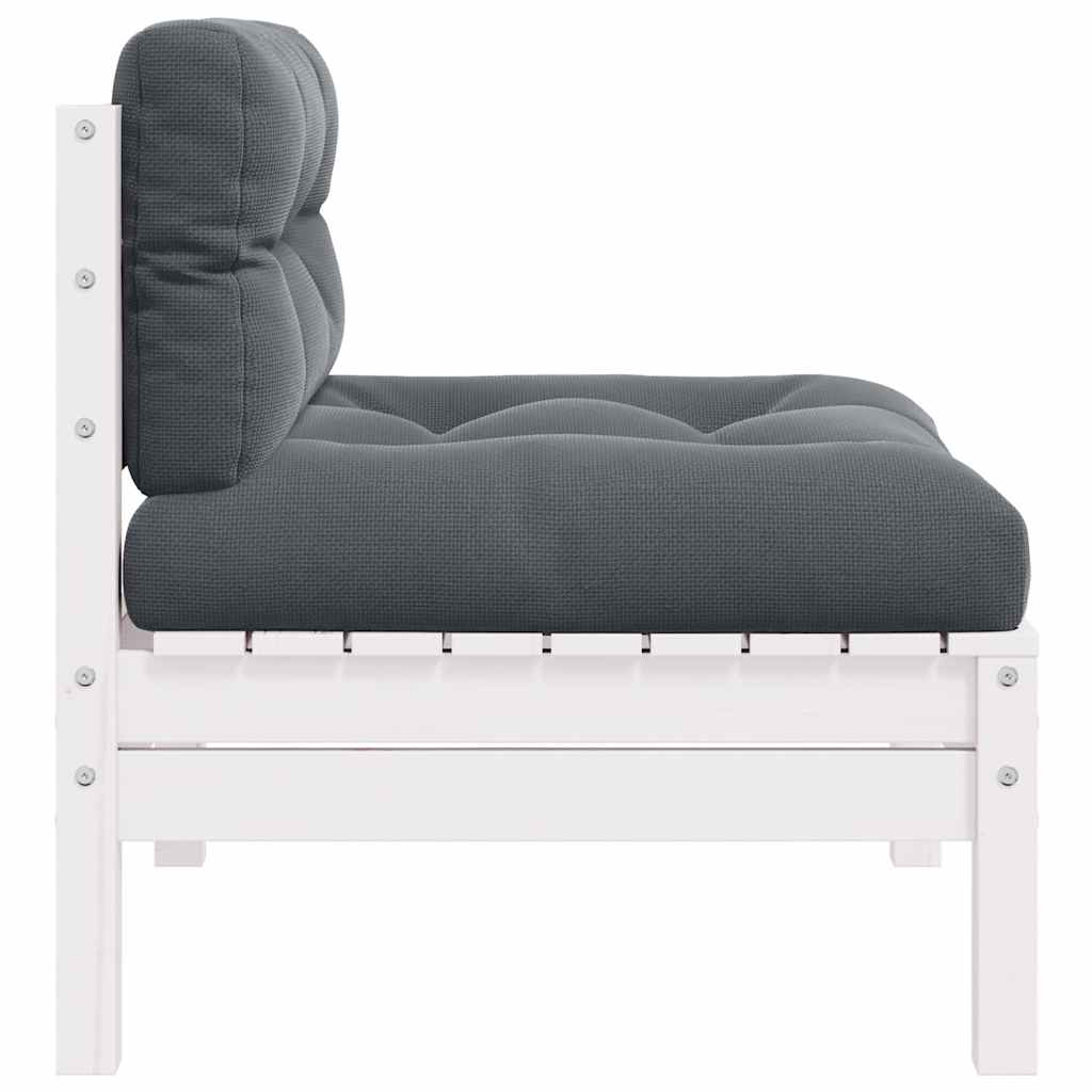2-Sitzer-Gartensofa mit Kissen Weiß Massivholz Kiefer