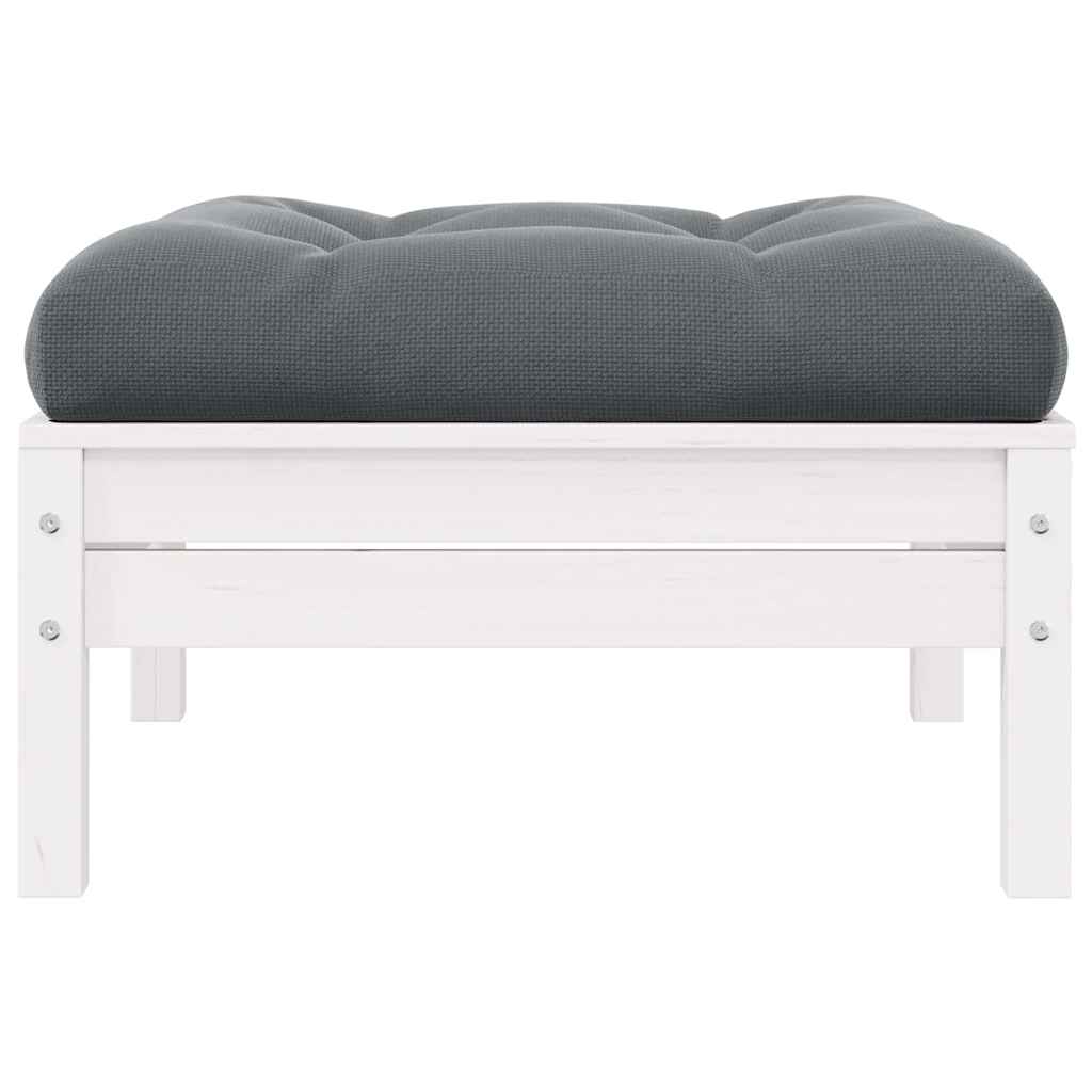 2-Sitzer-Gartensofa mit Kissen Weiß Massivholz Kiefer