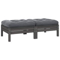2-Sitzer-Gartensofa mit Kissen Grau Massivholz Kiefer