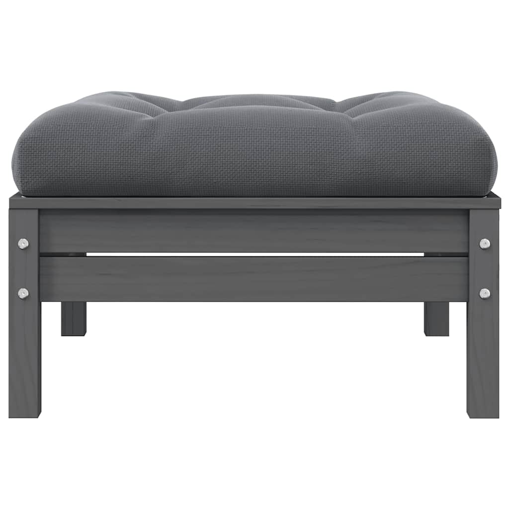 2-Sitzer-Gartensofa mit Kissen Grau Massivholz Kiefer