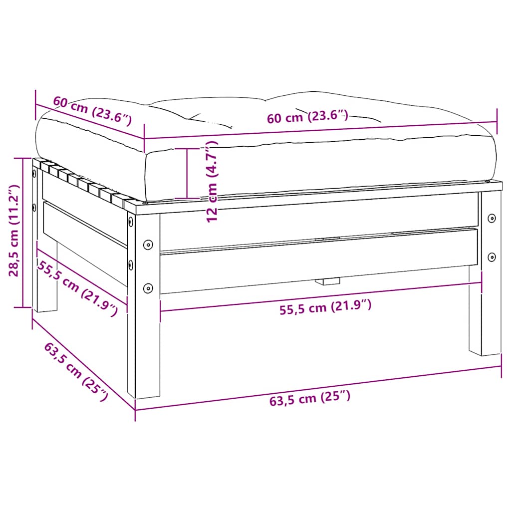 2-Sitzer-Gartensofa mit Kissen Grau Massivholz Kiefer