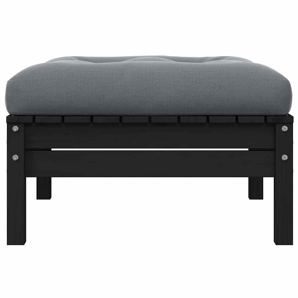Gartensofa 2-Sitzer mit Kissen in Schwarz Massivholz Kiefer