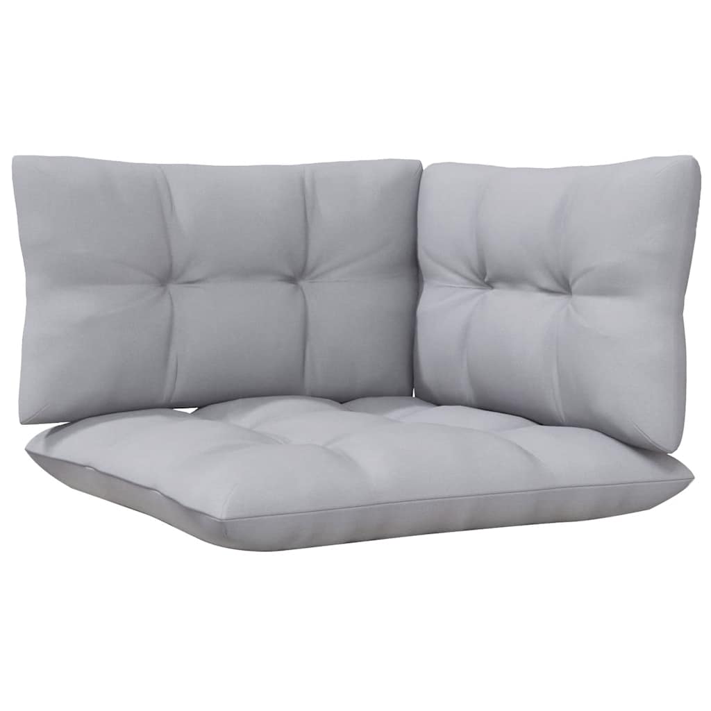 3-tlg. Garten-Lounge-Set mit Grauen Kissen Kiefer Massivholz