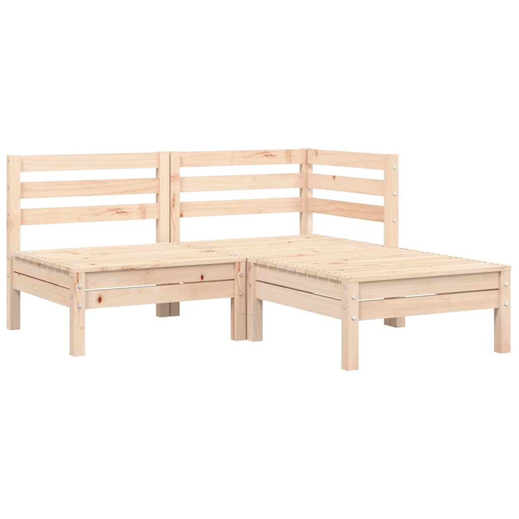 3-tlg. Garten-Lounge-Set mit Kissen in Creme Massivholz Kiefer