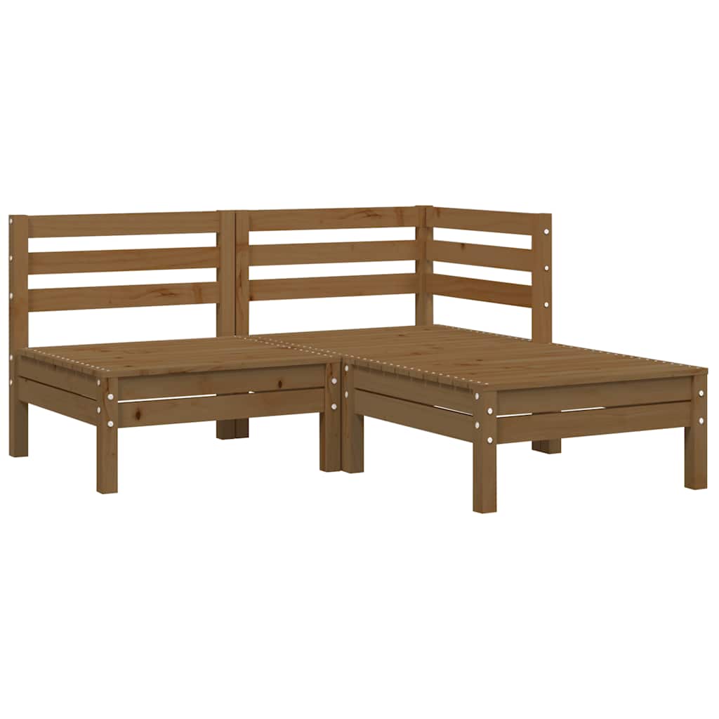 3-tlg. Garten-Lounge-Set mit Creme Kissen Massivholz Kiefer