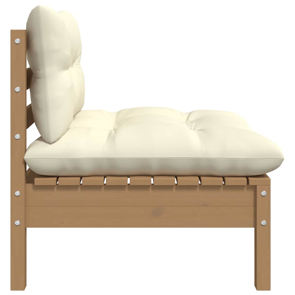 3-tlg. Garten-Lounge-Set mit Creme Kissen Massivholz Kiefer