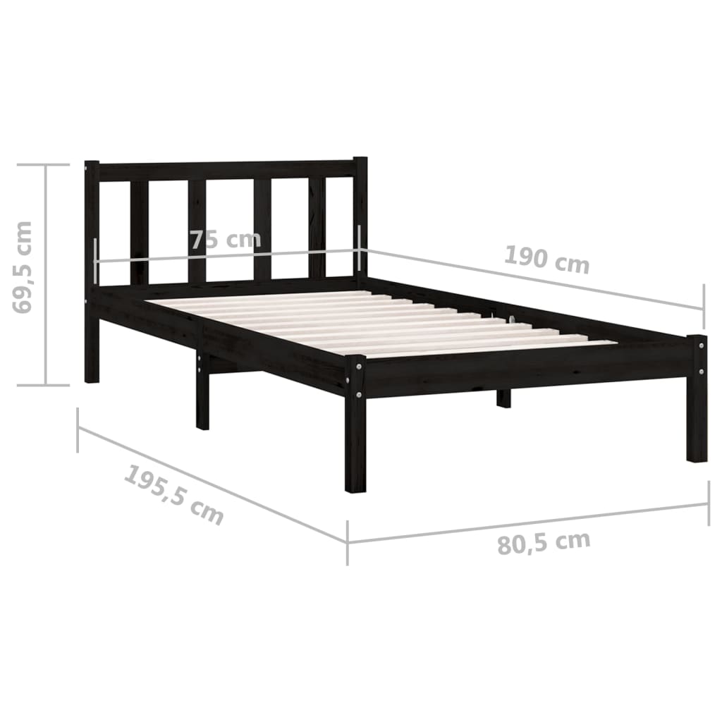 Massivholzbett ohne Matratze Schwarz
