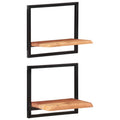 Wandregale 2 Stk. 40x24x35 cm Massivholz Akazie und Stahl
