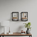 Wandregale 2 Stk. 25x25x35 cm Massivholz Akazie und Stahl