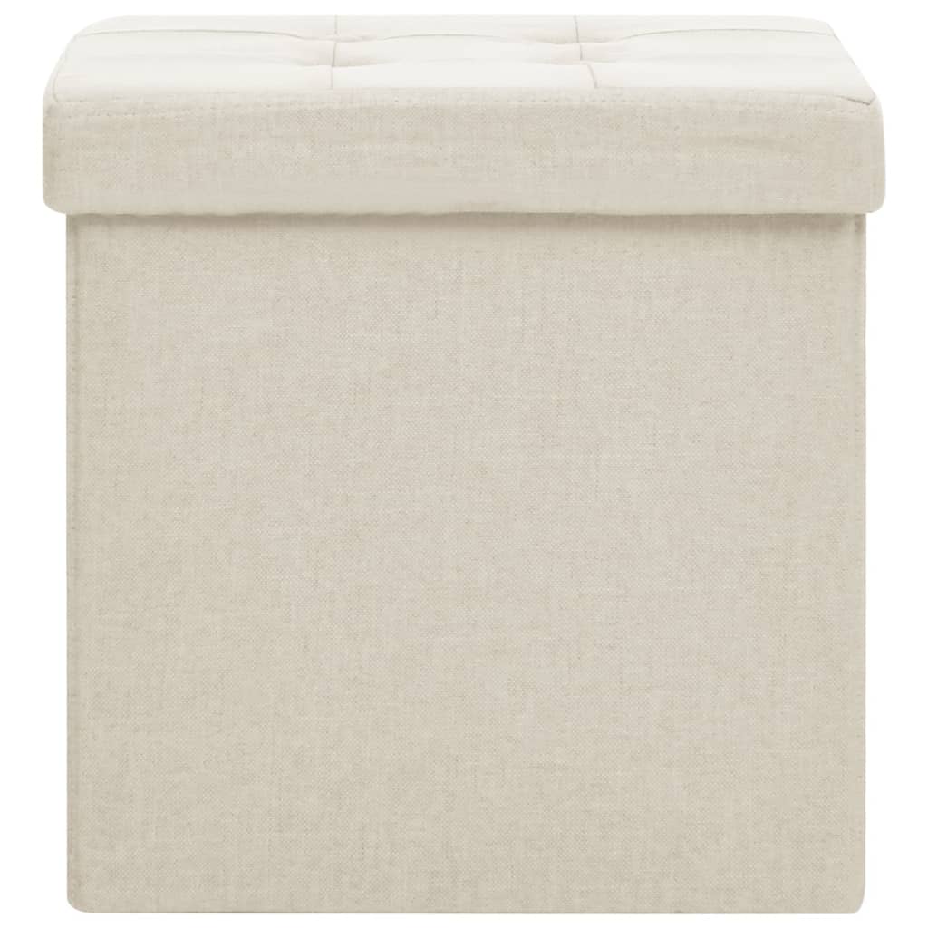 Hocker mit Stauraum 2 Stk. Cremeweiß Leinenoptik