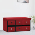 Faltbare Sitzbank mit Stauraum Weinrot 76x38x38 cm Leinenoptik