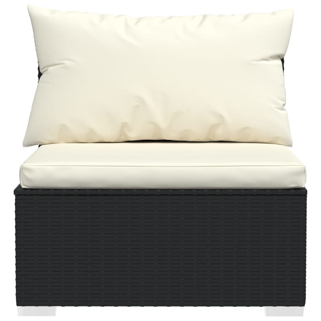 4-Sitzer-Sofa mit Kissen Schwarz Poly Rattan