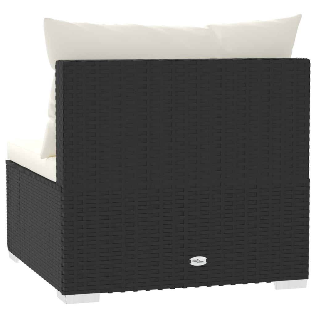 4-Sitzer-Sofa mit Kissen Schwarz Poly Rattan