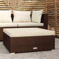 Gartenhocker mit Kissen Braun 70x70x30 cm Poly Rattan