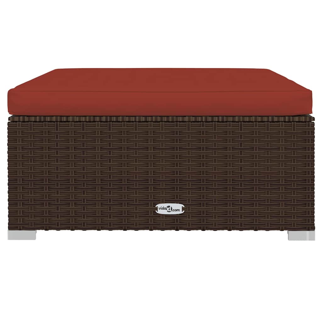 4-tlg. Garten-Lounge-Set mit Kissen Braun Poly Rattan