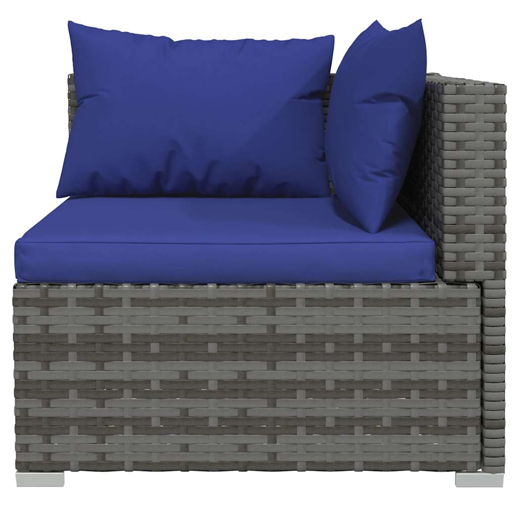 4-tlg. Garten-Lounge-Set mit Kissen Grau Poly Rattan
