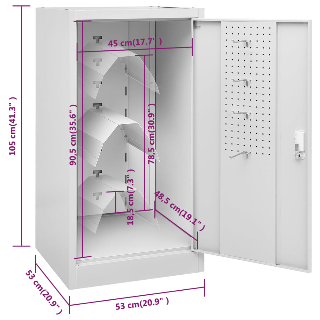 Sattelschrank Hellgrau 53x53x105 cm Stahl