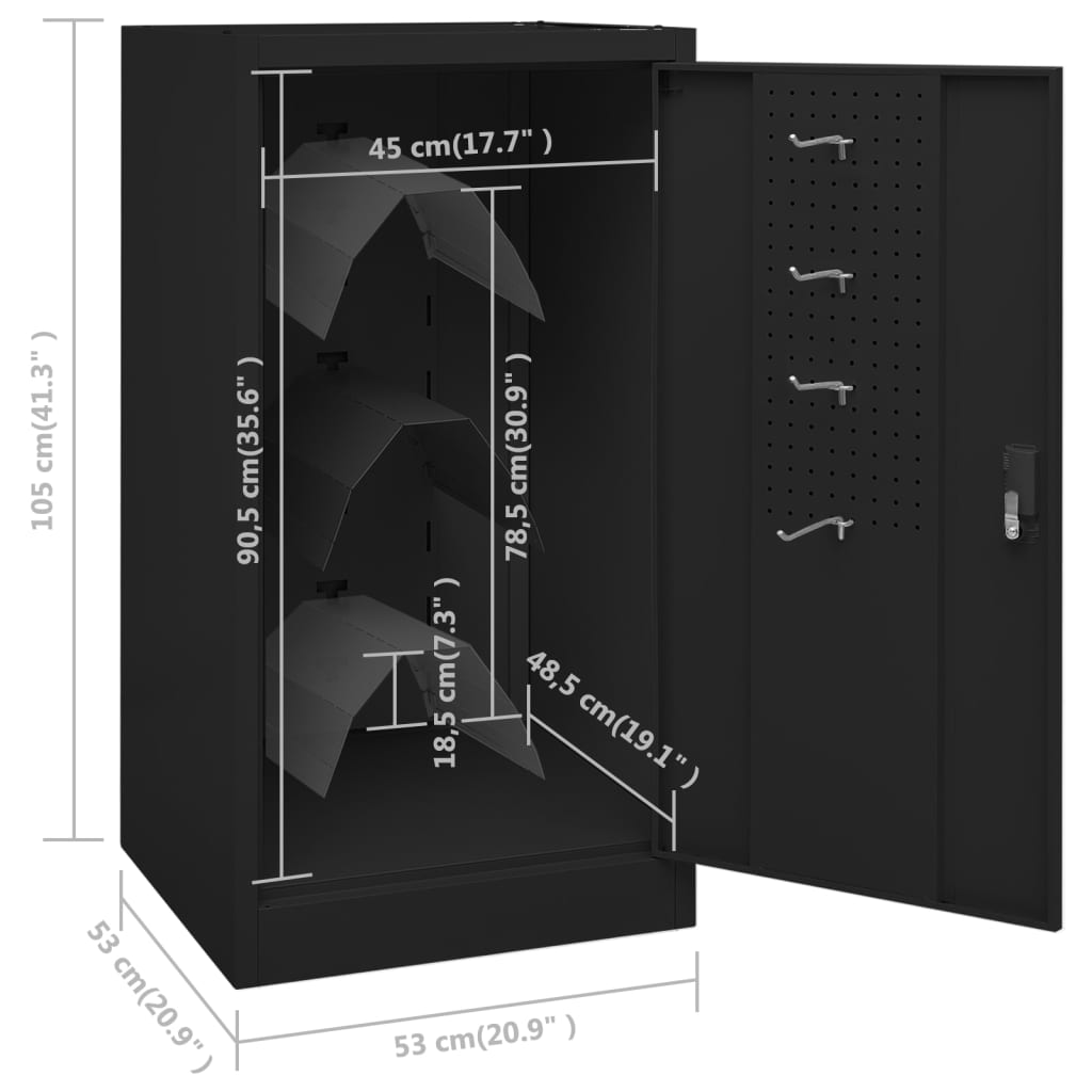 Sattelschrank Schwarz 53x53x105 cm Stahl