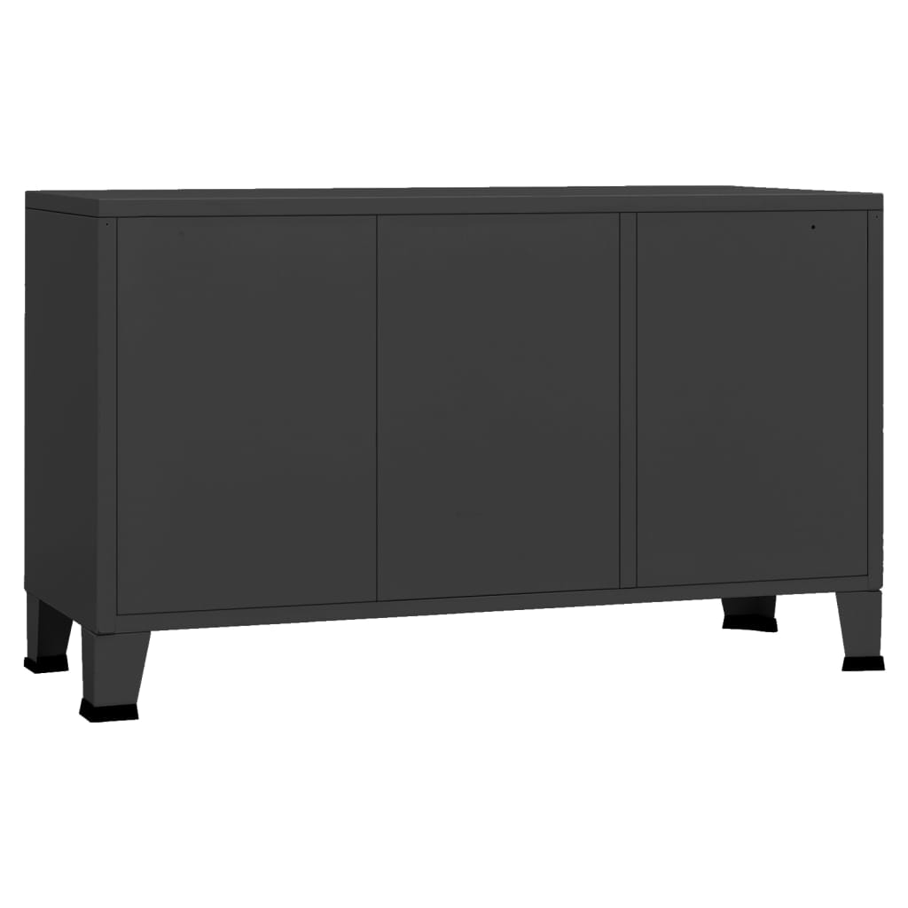 Industrial Sideboard Schwarz 105x35x62 cm Metall und Glas