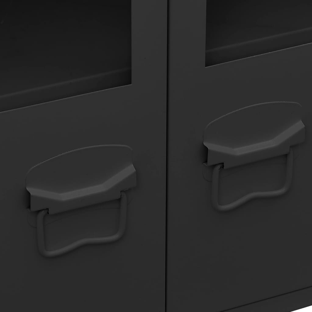 Industrial Sideboard Schwarz 105x35x62 cm Metall und Glas