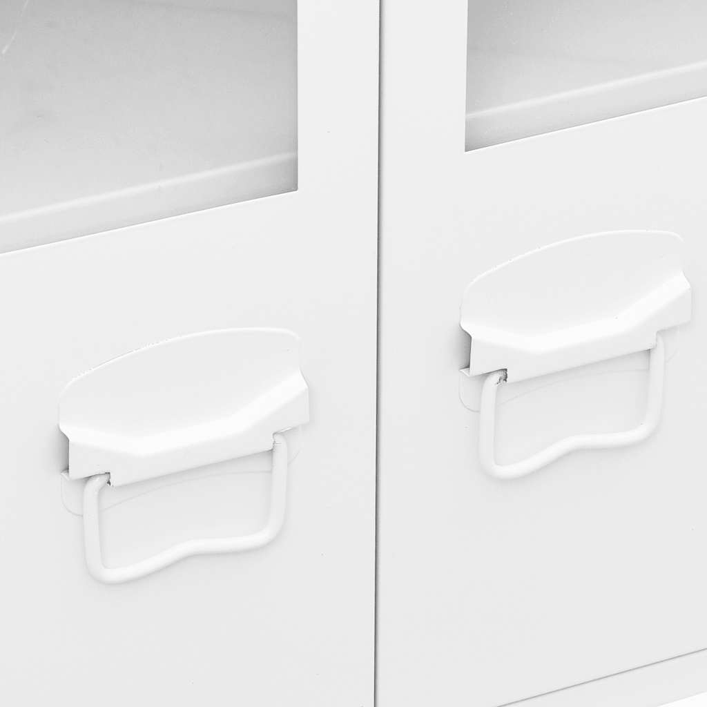 Industrial Sideboard Weiß 105x35x62 cm Metall und Glas