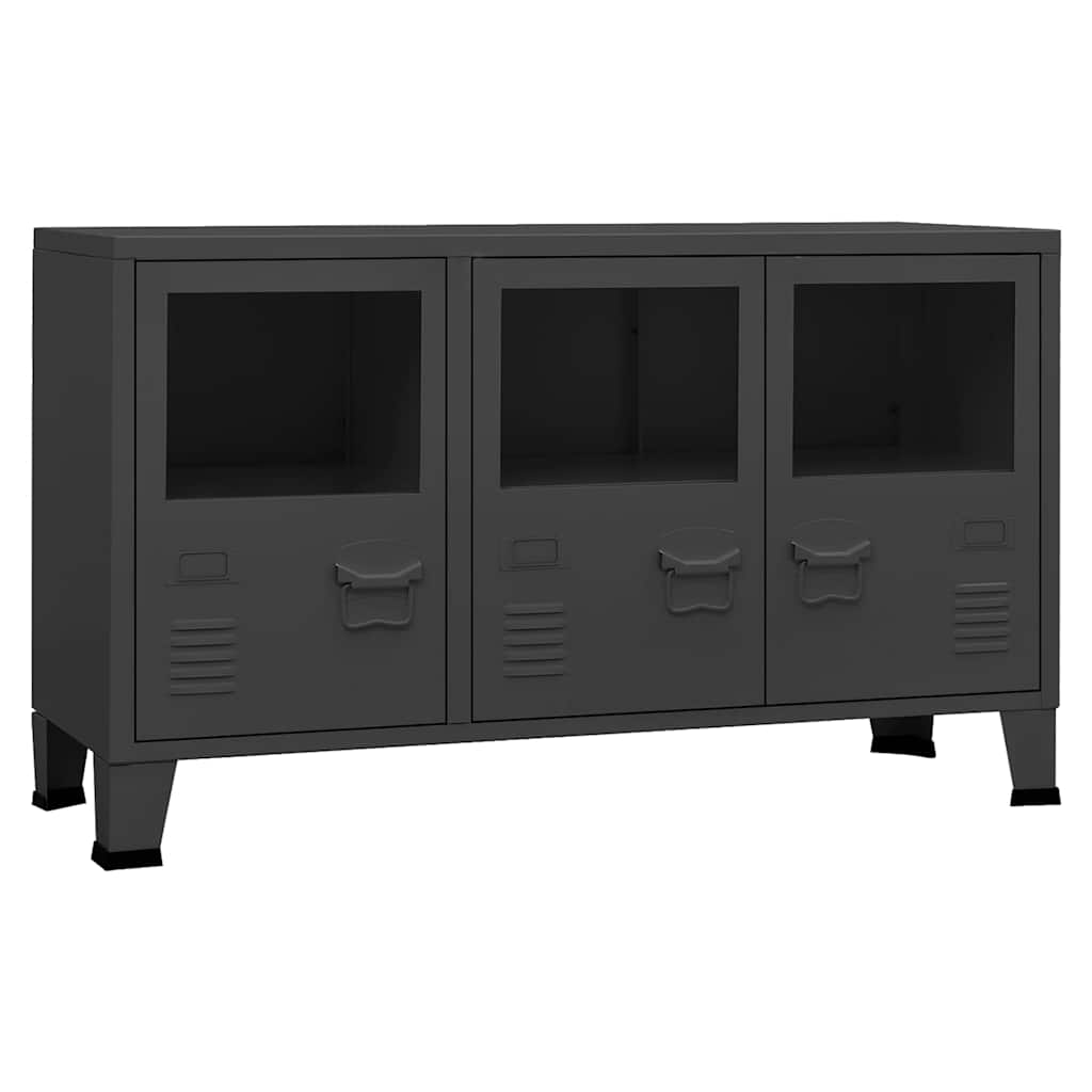 Industrial Sideboard Anthrazit 105x35x62 cm Metall und Glas