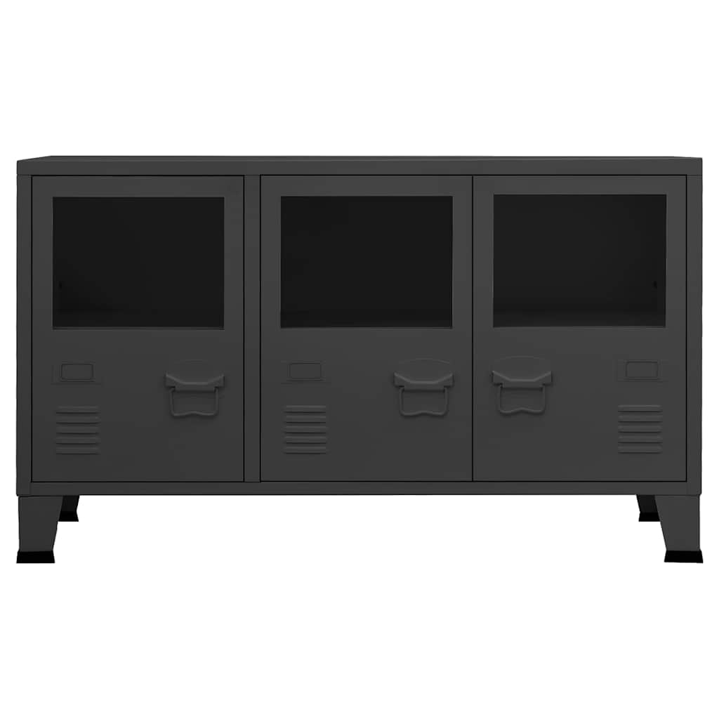 Industrial Sideboard Anthrazit 105x35x62 cm Metall und Glas