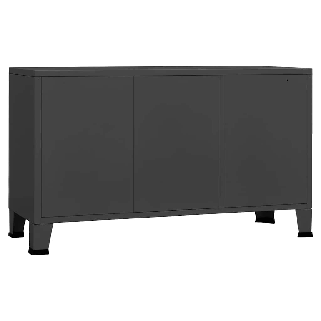 Industrial Sideboard Anthrazit 105x35x62 cm Metall und Glas