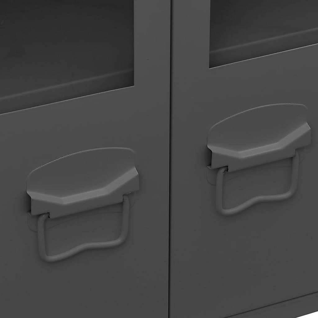 Industrial Sideboard Anthrazit 105x35x62 cm Metall und Glas