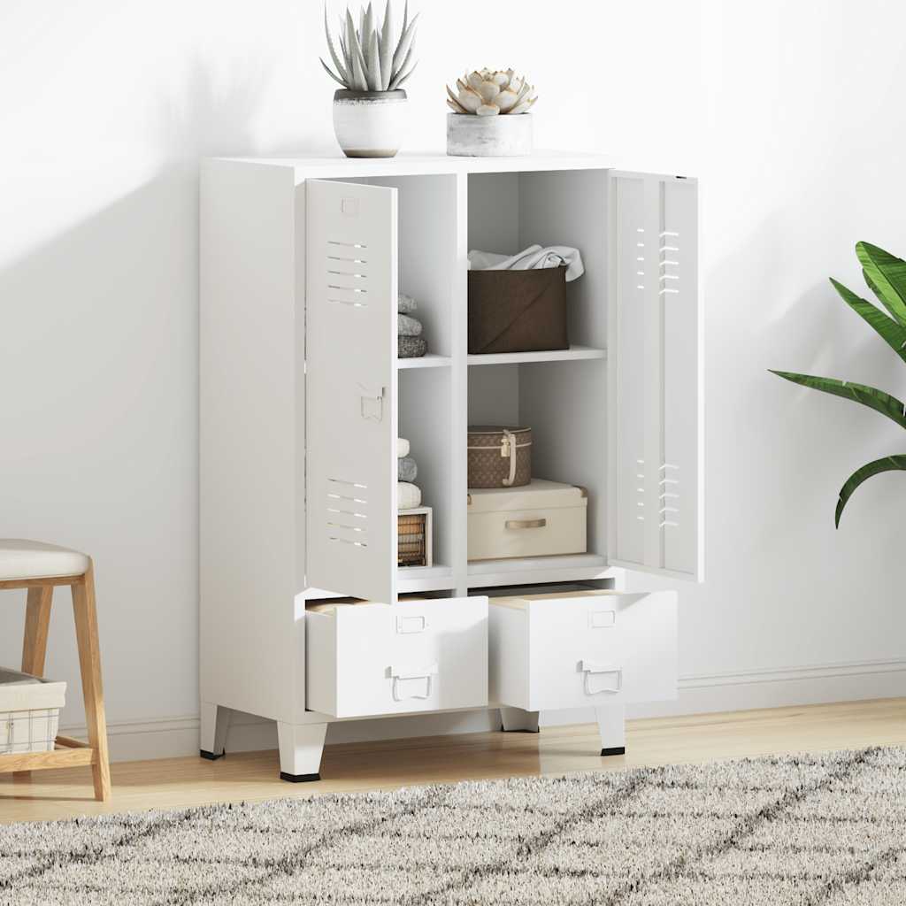 Kleiderschrank Industrie-Stil Weiß 67x35x107 cm Stahl