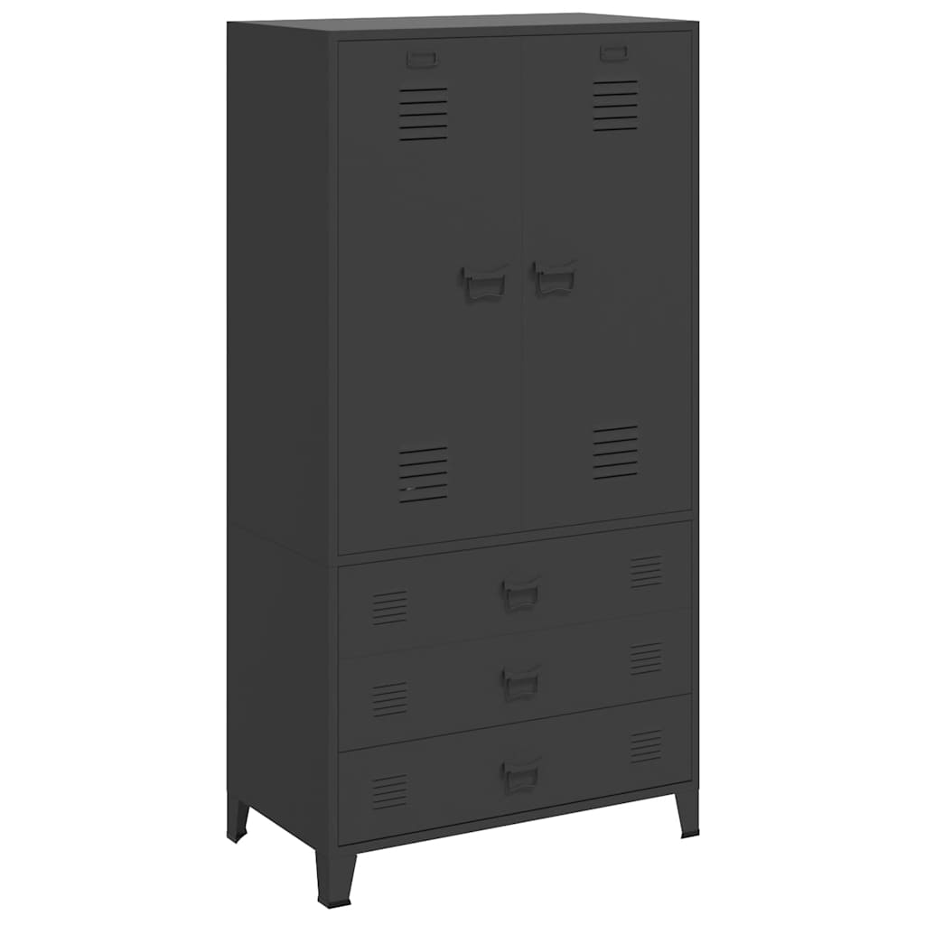 Industrial Kleiderschrank Schwarz 90x50x180 cm Metall