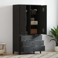 Industrial Kleiderschrank Schwarz 90x50x180 cm Metall