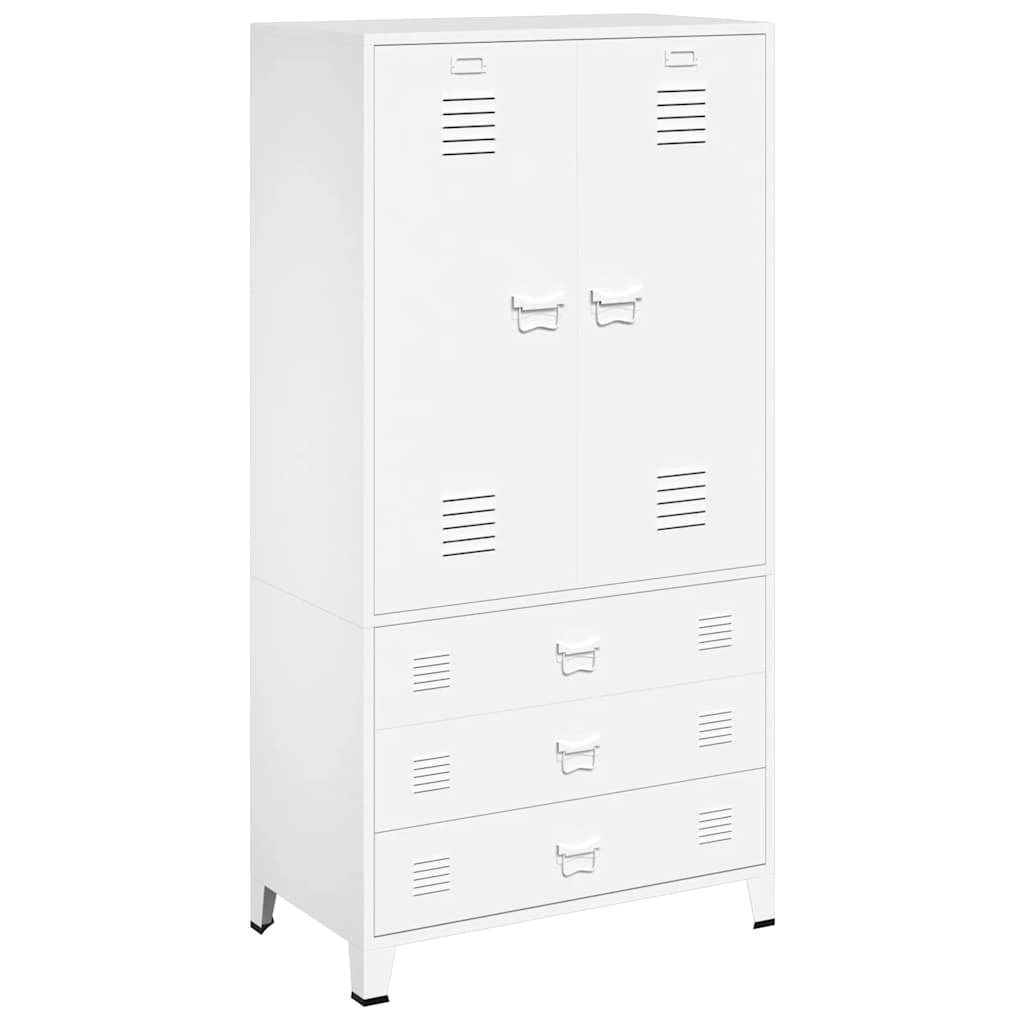 Industrial Kleiderschrank Weiß 90x50x180 cm Metall