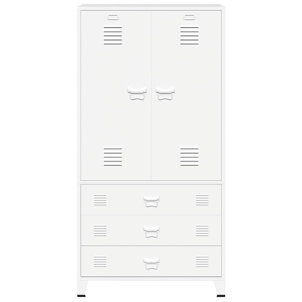 Industrial Kleiderschrank Weiß 90x50x180 cm Metall