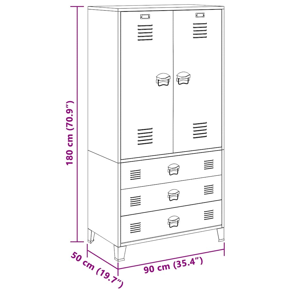 Industrial Kleiderschrank Weiß 90x50x180 cm Metall