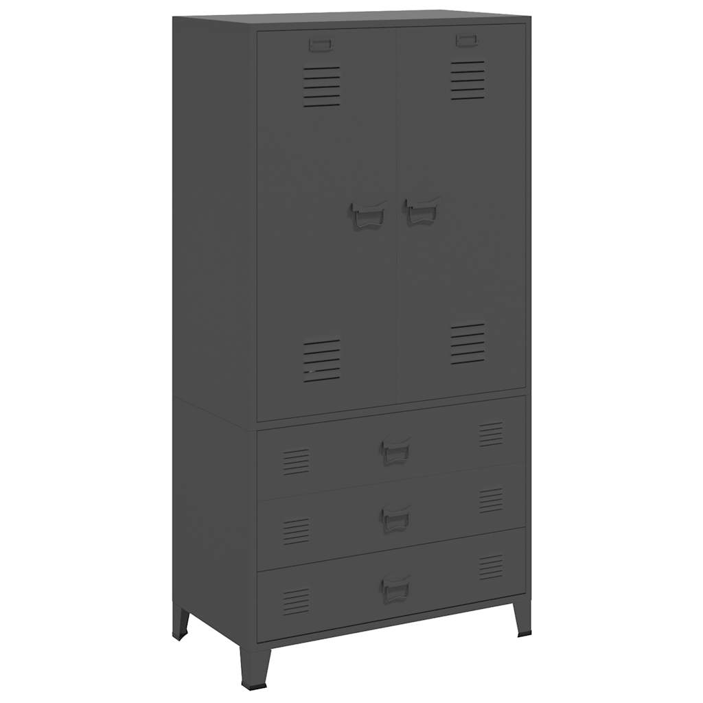 Industrial Kleiderschrank Anthrazit 90x50x180 cm Metall