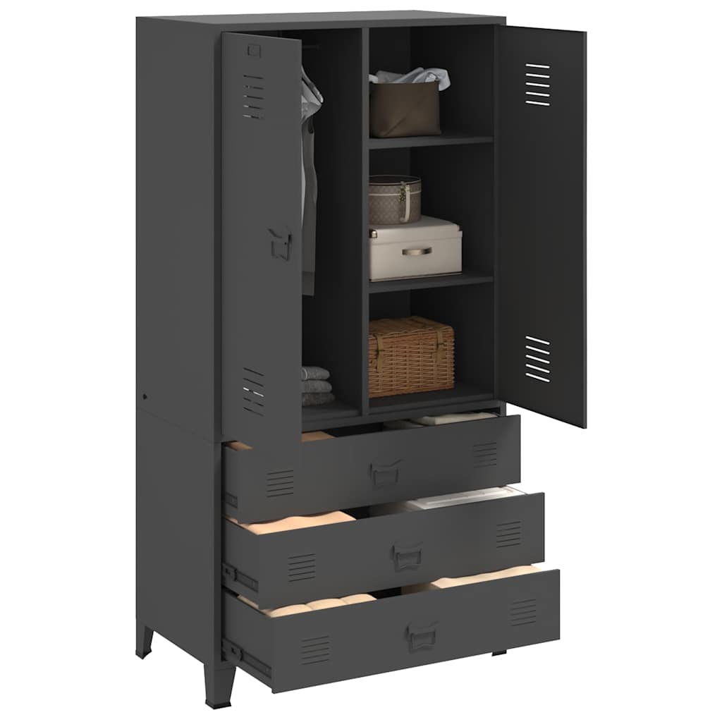 Industrial Kleiderschrank Anthrazit 90x50x180 cm Metall