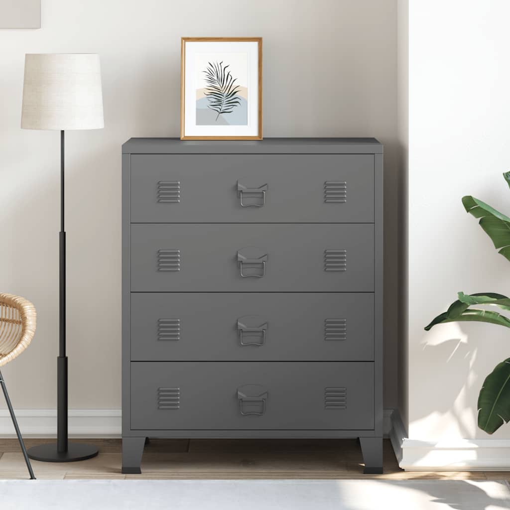 Industrial Kommode mit Schubladen Anthrazit 78x40x93 cm Metall