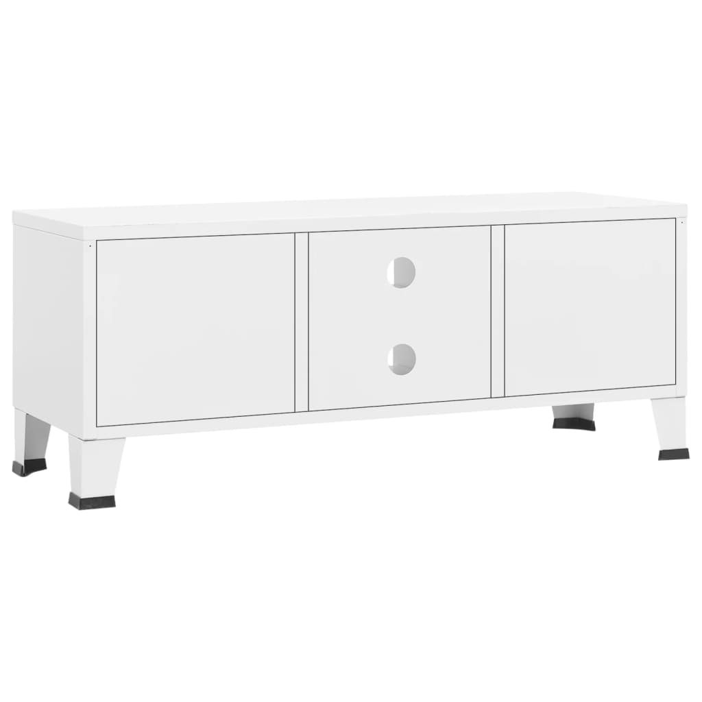 TV-Schrank Industrie-Stil Weiß 105x35x42 cm Metall