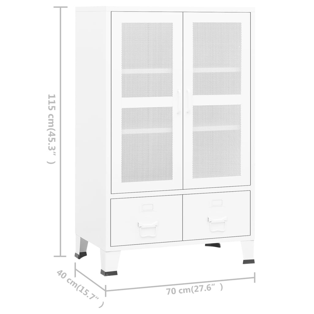 Lagerschrank Industrial Weiß 70x40x115 cm Metall