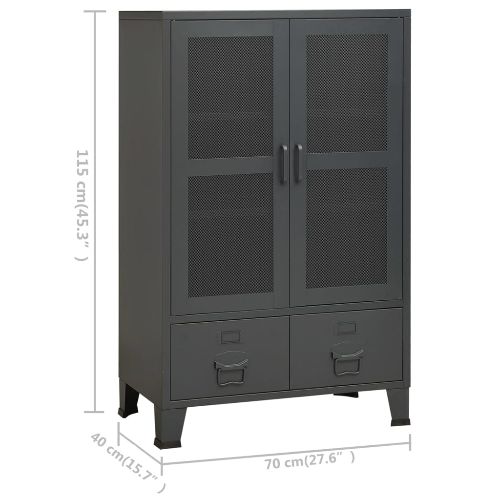 Lagerschrank Industrial Anthrazit 70x40x115 cm Metall