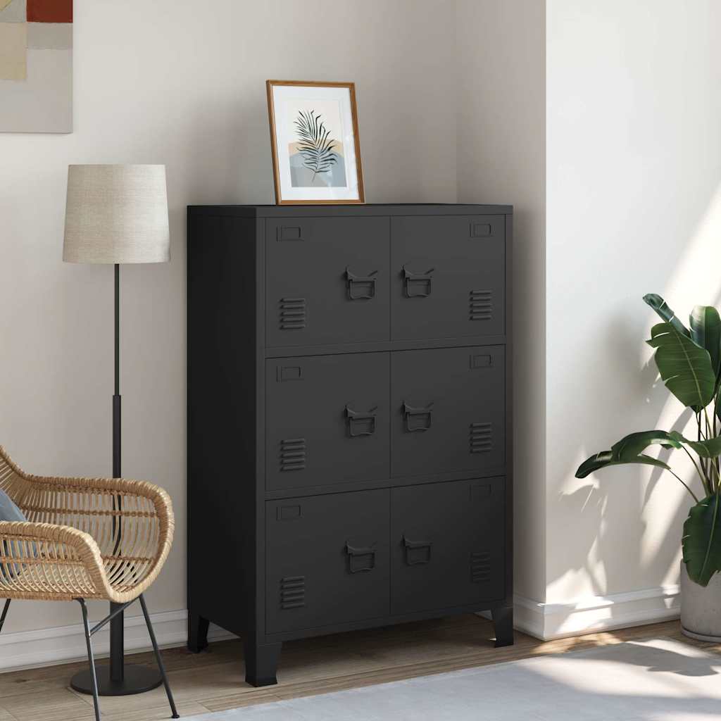 Lagerschrank Industrial Schwarz 75x40x115 cm Metall