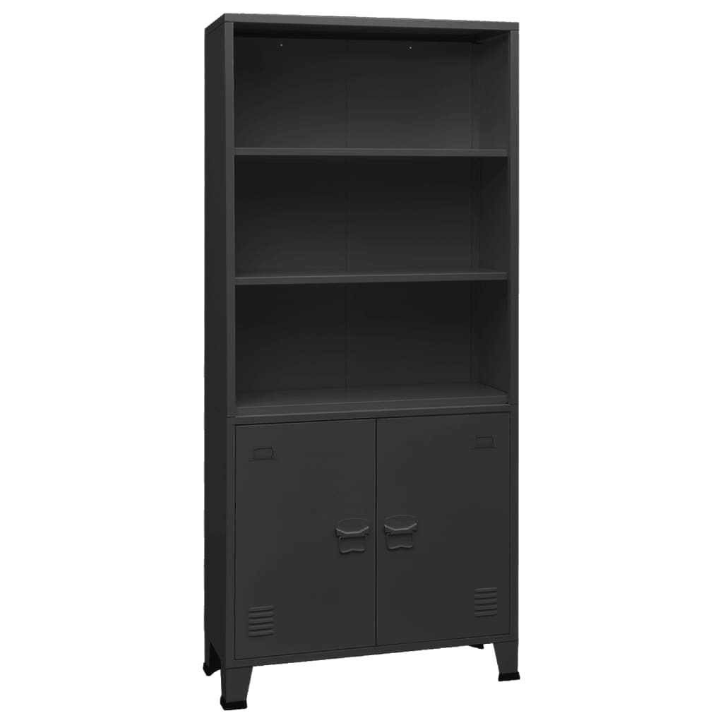 Bücherregal im Industrie-Stil Anthrazit 80x32x180 cm Stahl