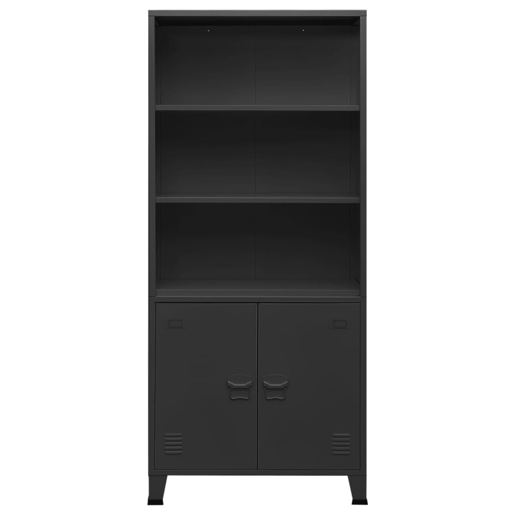 Bücherregal im Industrie-Stil Anthrazit 80x32x180 cm Stahl