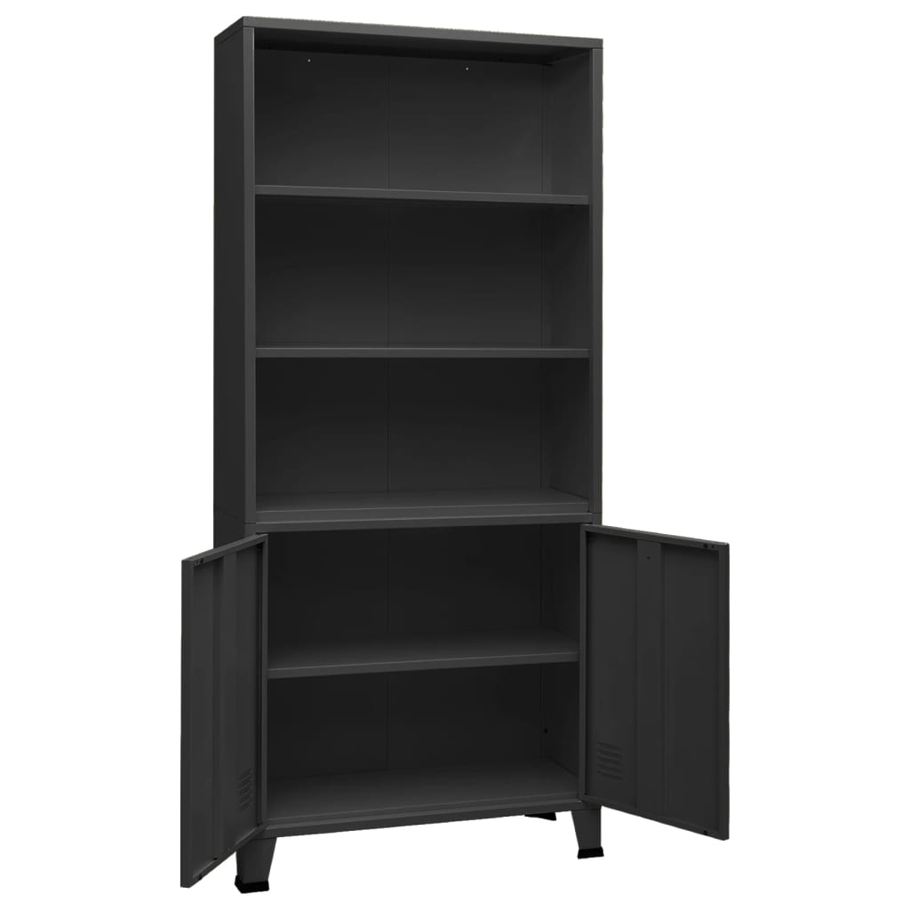 Bücherregal im Industrie-Stil Anthrazit 80x32x180 cm Stahl