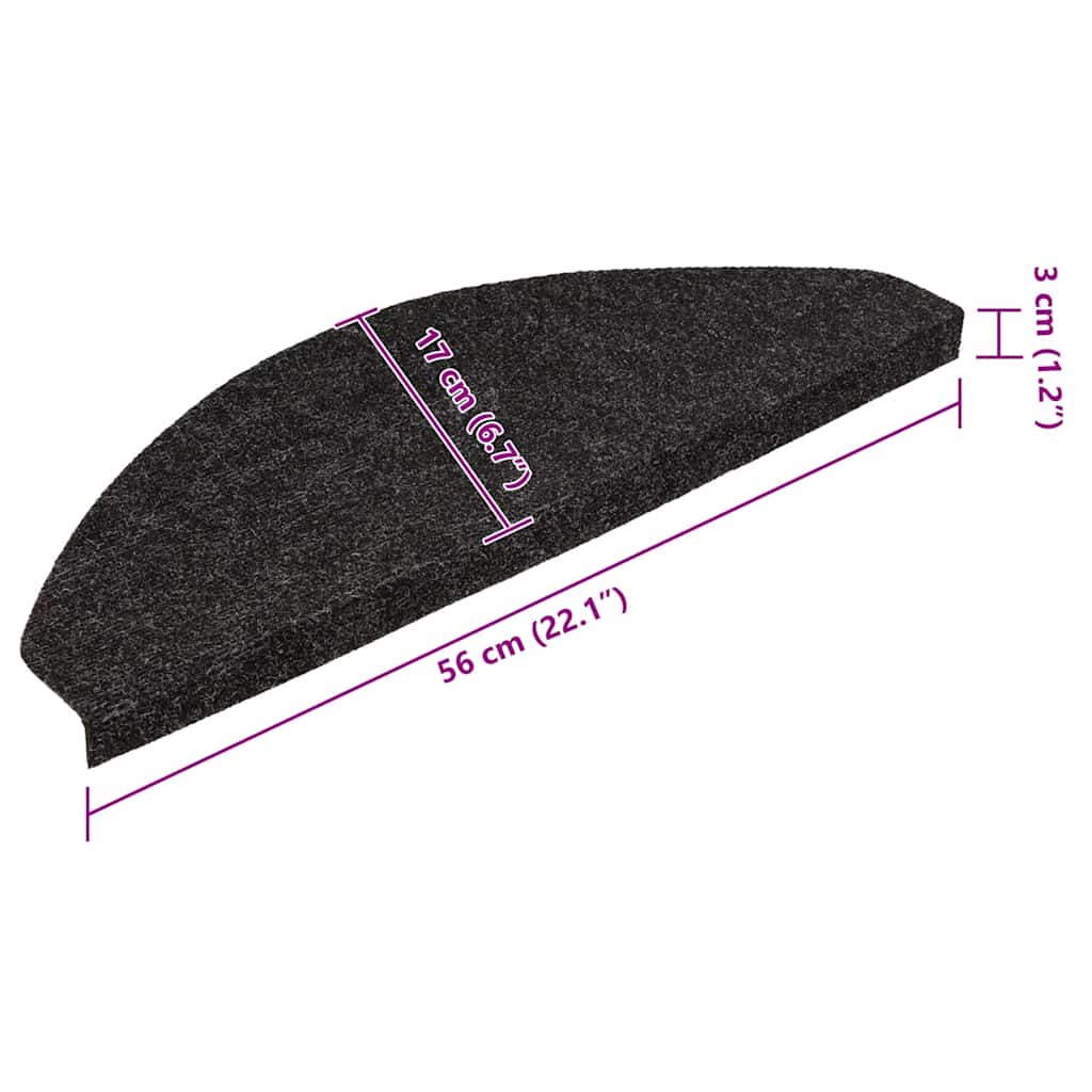 Stufenmatten Selbstklebend 15 Stk. 56x17x3 cm Schwarz