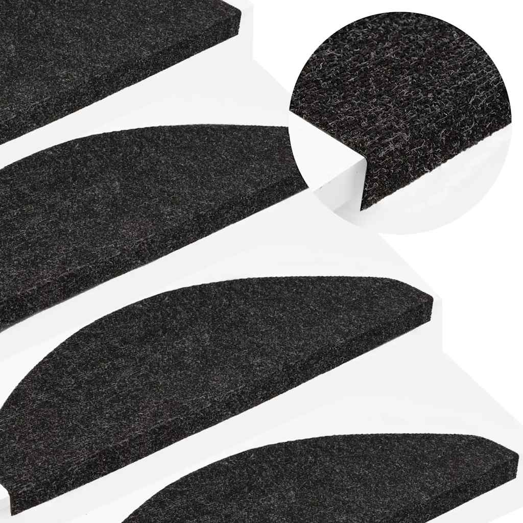 Stufenmatten Selbstklebend 15 Stk. 56x17x3 cm Schwarz